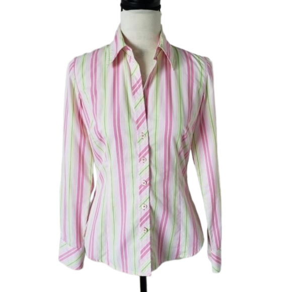 💕Lilly pulitzer collared shirt button down green/pink size 2  NWOT💕 - Picture 8 of 8